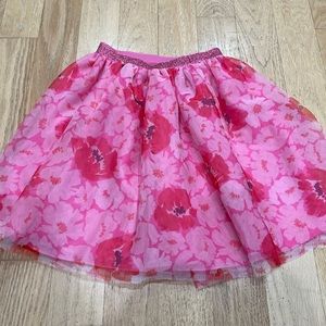 Childrens place pink floral design skirt w sparkle waist band sz medium